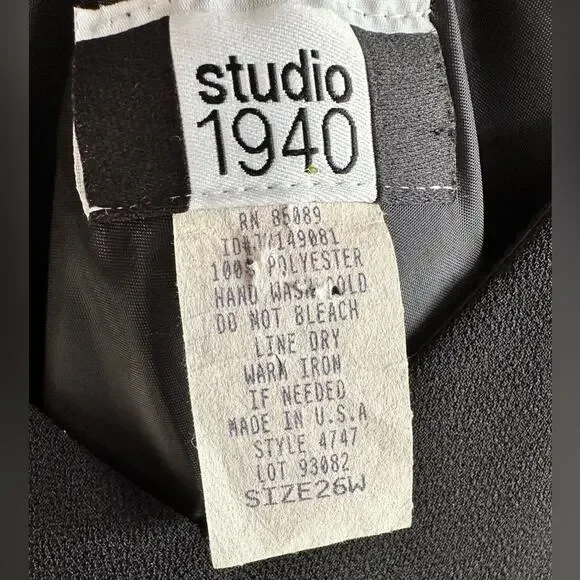 Vintage Studio 1940 Black Dress Lace Trim Lace Flutter Sleeve Size 26W - Picture 6 of 7